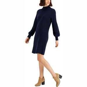 STYLE & CO‎ HIGH NECK EASY SWEATER DRESS IN INDUSTRIAL BLUE NWT WOMEN'S SIZE XS